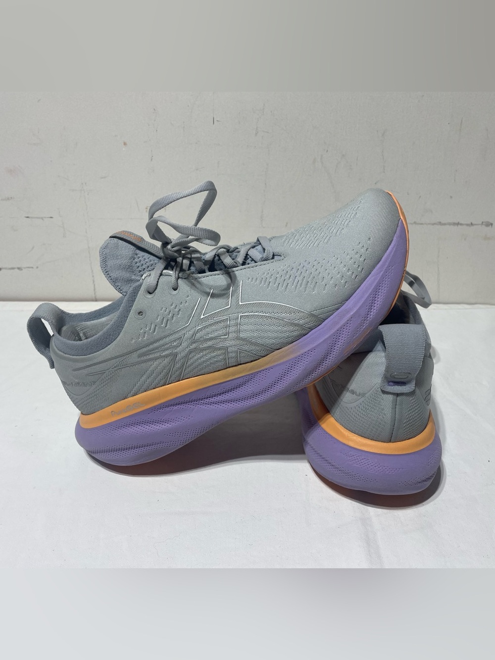 Asics Women's Light Gray Running Shoes with Lavender & Peach Accents
